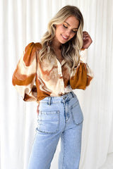 Help You Out Print Langarm-Oberteil mit Kragen – 3 Farben