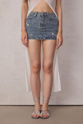 Abbas – Hochgeschnittener Minirock mit Strassverzierung