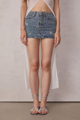 Abbas – Hochgeschnittener Minirock mit Strassverzierung