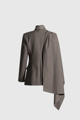 Abiel Ruch Asymmetric Shawl Blazer In Grey