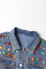 Abigail Rhinestone Hollow Denim Jacket