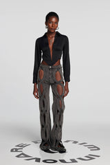 Abigail – Hohle Jeans in Schwarz