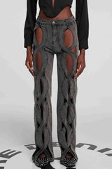 Abigail – Hohle Jeans in Schwarz