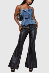 Aelius – Trägerloses Jeansoberteil mit Schnalle in Blau