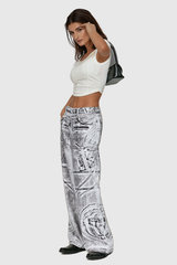 Weite Jeans mit Affleck-Print