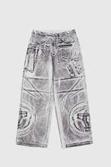 Weite Jeans mit Affleck-Print