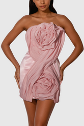 Agalia – Trägerloses Minikleid aus Netzstoff mit Blumenmuster