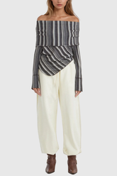 Agata – Schulterfreies, gestreiftes Top