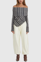 Agata – Schulterfreies, gestreiftes Top