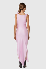 Asymmetrisches Maxikleid mit Agatha-Blumen-Ausschnitt und Schlitz