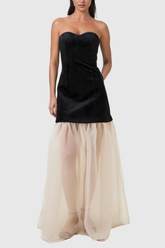 Agoyoanye – Deconstruct – Trägerloses Maxikleid aus Netzstoff