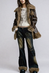 Agueda Jeans mit Kunstfell-Tasche