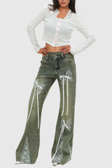 Aguilar – Hayley-Jeans mit Spitzenschleife in Blau