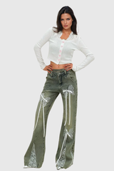 Aguilar – Hayley-Jeans mit Spitzenschleife in Blau