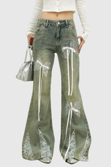 Aguilar – Hayley-Jeans mit Spitzenschleife in Blau