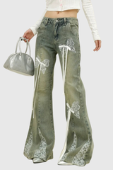 Aguilar – Hayley-Jeans mit Spitzenschleife in Blau