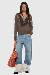 Aidan Deconstruct Jeans mit abnehmbarem Kunstpelz