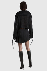 Aideen – Kurzes Stricktop mit Fransen und Cut-Outs