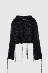 Aideen – Kurzes Stricktop mit Fransen und Cut-Outs