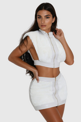 Aiman – Ärmelloses Rockset aus Kunstpelz in Weiß