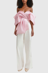 Ainslie Satin-Top mit schulterfreiem Schnitt und Schleife