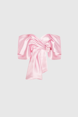 Ainslie Satin-Top mit schulterfreiem Schnitt und Schleife