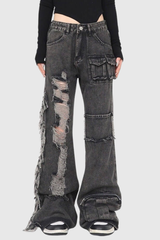 Air Jeans mit Fransentaschen