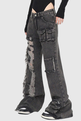 Air Jeans mit Fransentaschen