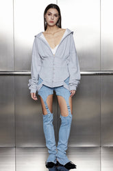 Eshwari – Gestreifte Jeans mit Cutout