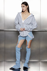 Eshwari – Gestreifte Jeans mit Cutout