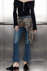 Asymmetrische Jeans „Akia“ mit Leopardenmuster