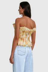 Akili – Trägerloses, gerüschtes Oberteil in Gelb