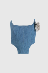 Alba Korsett-Jeanstop mit Blumenmuster