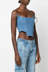 Alba Korsett-Jeanstop mit Blumenmuster