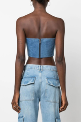 Alba Korsett-Jeanstop mit Blumenmuster