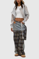 Alessa Grid Abnehmbare asymmetrische Jeans