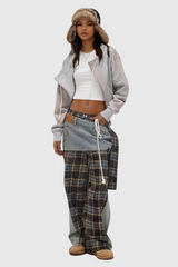 Alessa Grid Abnehmbare asymmetrische Jeans