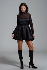 Alette – Korsett-Minikleid aus Satin mit Stehkragen