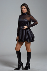 Alette – Korsett-Minikleid aus Satin mit Stehkragen