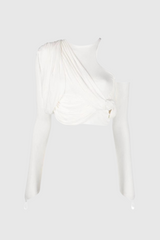 Alisson – Figurbetontes Oberteil mit Twist-Ausschnitt und Hohlsaum