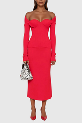 Alistair – Tief ausgeschnittenes Strickoberteil in Rot