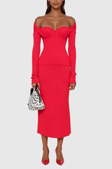 Alistair – Tief ausgeschnittenes Strickoberteil in Rot