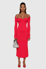 Alistair – Tief ausgeschnittenes Strickoberteil in Rot