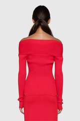 Alistair – Tief ausgeschnittenes Strickoberteil in Rot