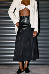 Alitzel – Schwarzer Midirock aus Ledernetz