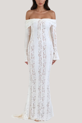 Alladitta – Schulterfreies Maxikleid aus Spitze mit Cut-outs