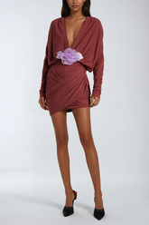 Almanzo – Tief ausgeschnittenes Minikleid mit Blumenmuster