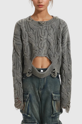 Almondine – Zerrissenes, asymmetrisches Stricktop