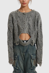 Almondine – Zerrissenes, asymmetrisches Stricktop