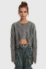 Almondine – Zerrissenes, asymmetrisches Stricktop